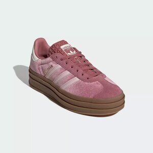 Adidas Originals Women's Pink Velvet Gazelle Bold Sneakers Size 9 us IG4389